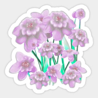 Soft Lilac Flowers and Dew Drops Sticker